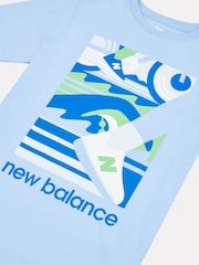 New Balance Blue Kids The System Graphic 100% Cotton T-Shirt And Shorts Set - Image 9 of 10