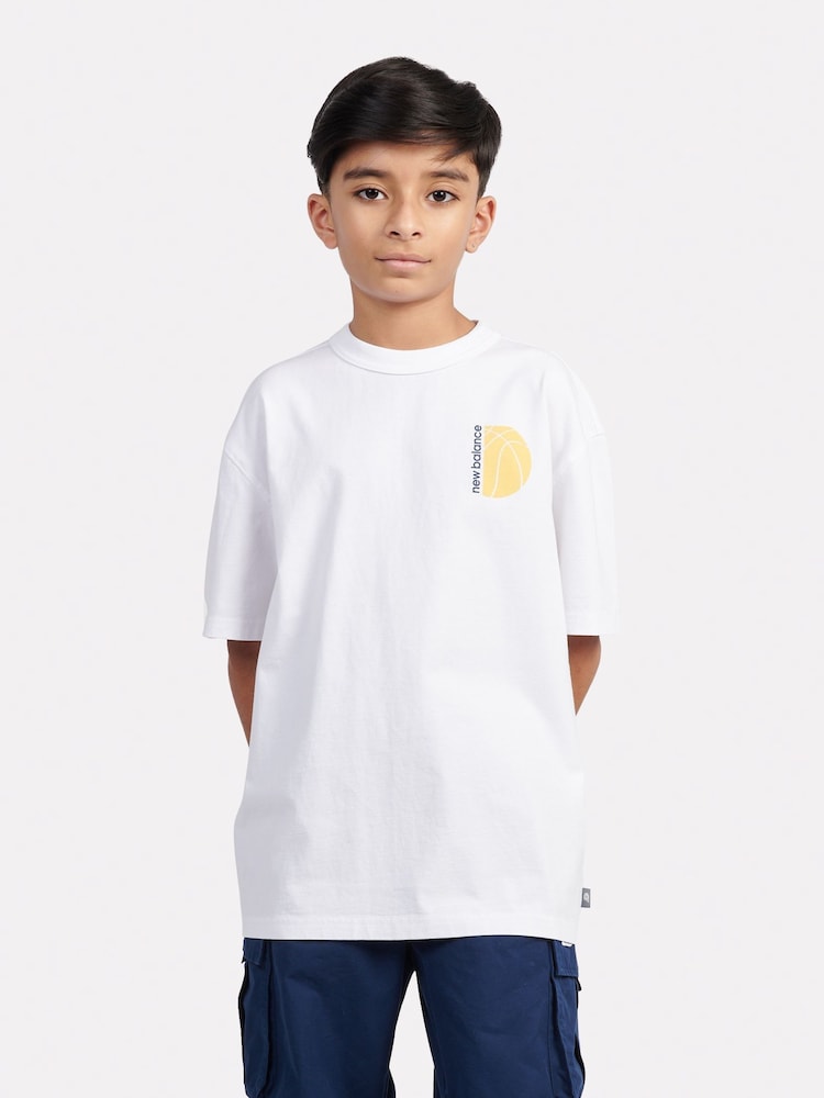 New Balance White Kids Hoops Layup Graphic T-Shirt - Image 1 of 10
