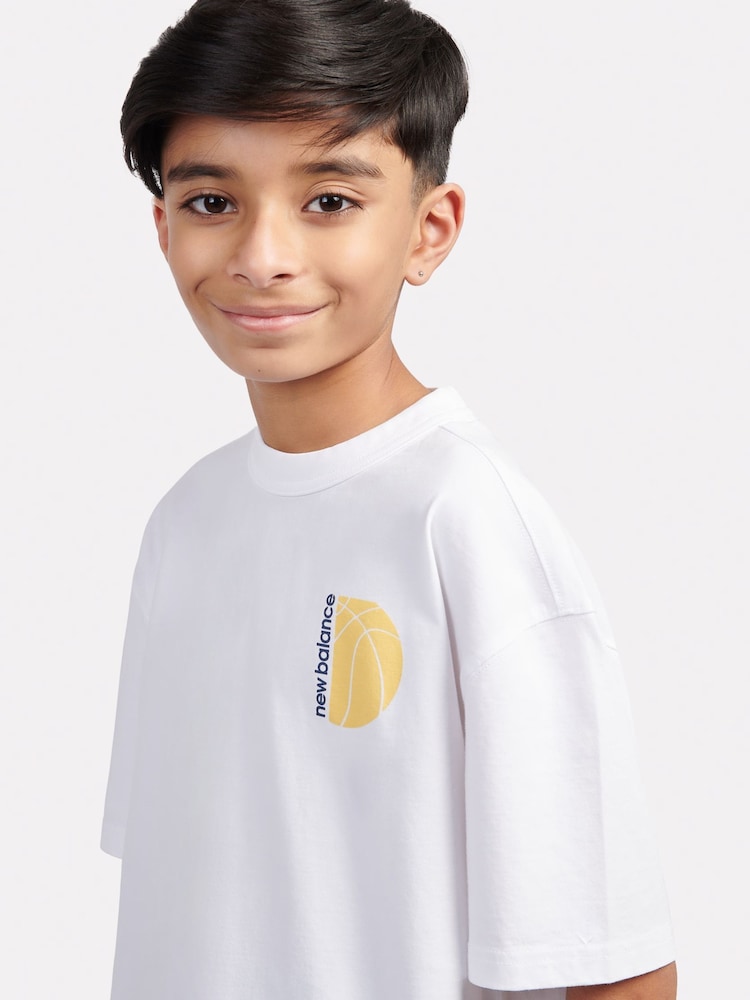 New Balance White Kids Hoops Layup Graphic T-Shirt - Image 5 of 10