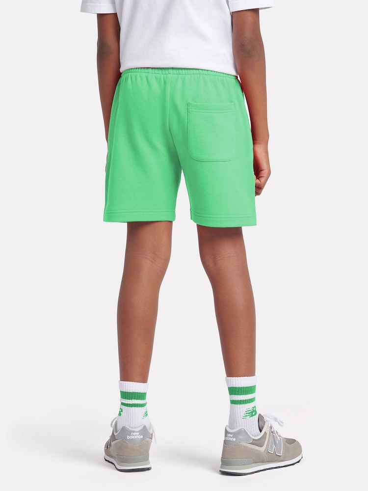New Balance Green Kids French Terry Stacked Logo 100% Cotton Shorts - Image 3 of 8