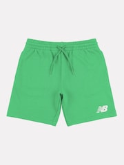 New Balance Green Kids French Terry Stacked Logo 100% Cotton Shorts - Image 6 of 8