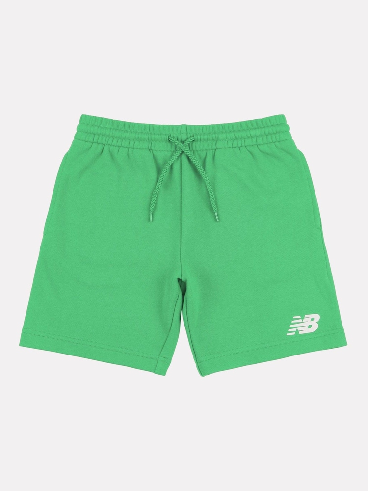 New Balance Green Kids French Terry Stacked Logo 100% Cotton Shorts - Image 6 of 8