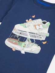 New Balance Navy Blue Kids Jersey Ringer T-Shirt & Shorts Set - Image 4 of 5