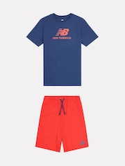 New Balance Red New Balance Kids Stacked Logo T-Shirt and Short Set - Image 6 of 10