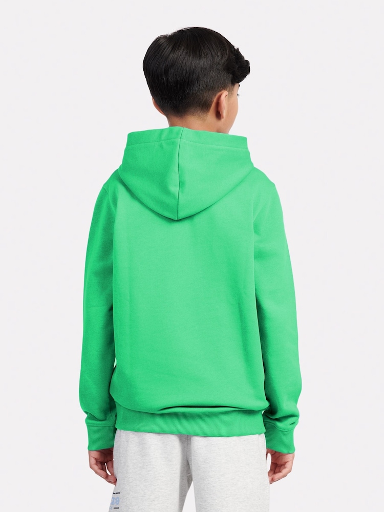 אור ירוק - New Balance Kids French Terry Stacked Logo 100% Cotton Hoodie - Image 3 of 8