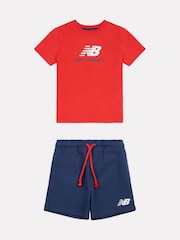 New Balance Red Kids Jersey Ringer T-Shirt & Shorts Set - Image 1 of 5