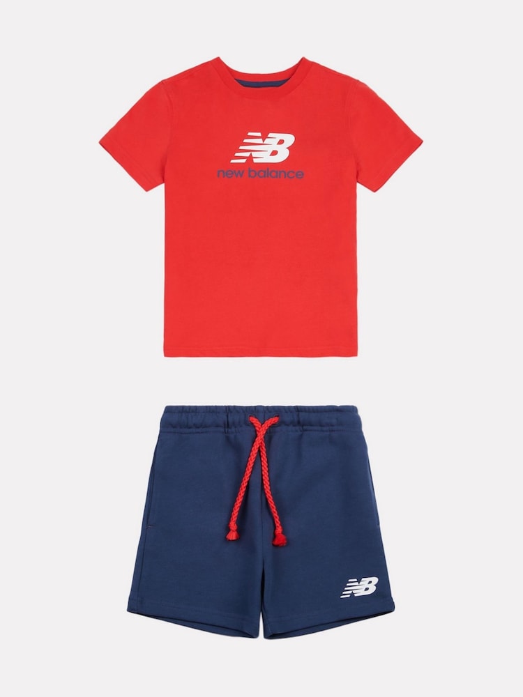 New Balance Red Kids Jersey Ringer T-Shirt & Shorts Set - Image 1 of 5