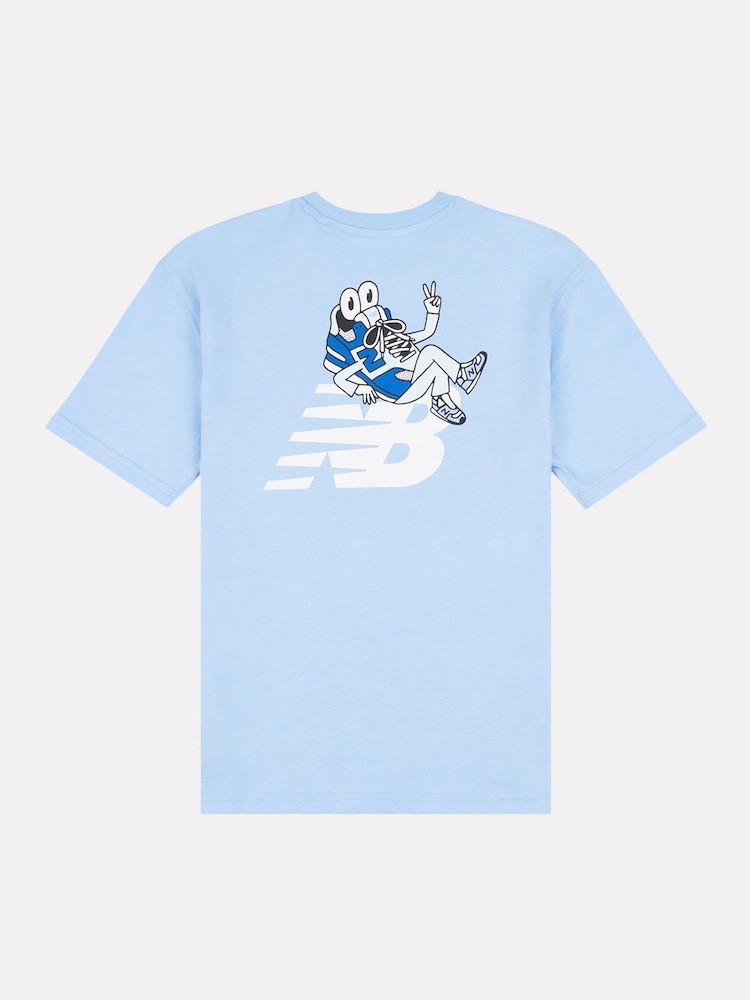 New Balance Blue Kids Sneaker Guy Back Graphic 100% Cotton T-Shirt - Image 2 of 4