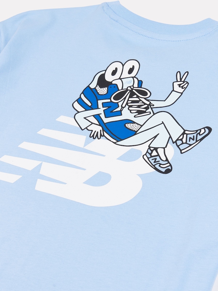 New Balance Blue Kids Sneaker Guy Back Graphic 100% Cotton T-Shirt - Image 3 of 4