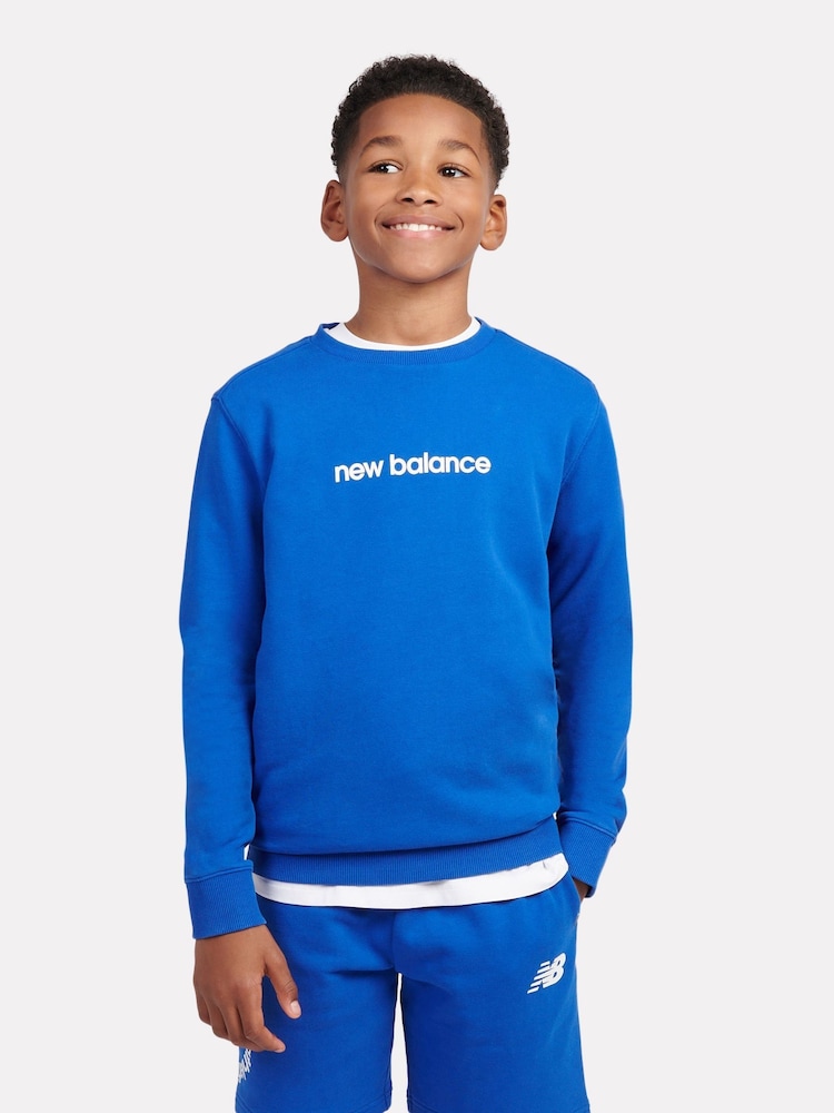 New Balance Blue Kids Sneaker Poster Back Graphic Crew Sweater - Image 1 of 10