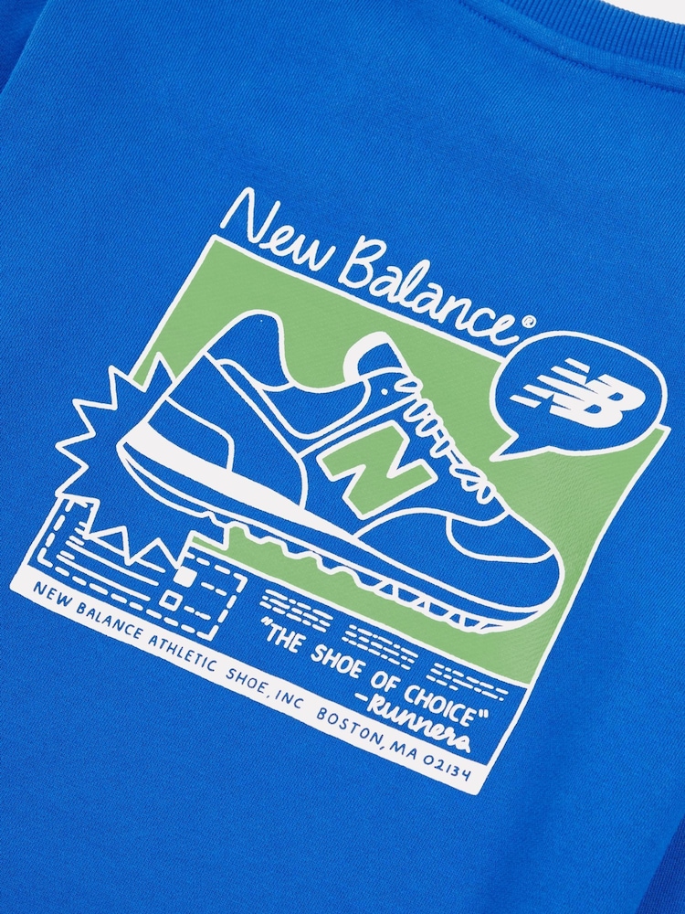New Balance Blue Kids Sneaker Poster Back Graphic Crew Sweater - Image 10 of 10