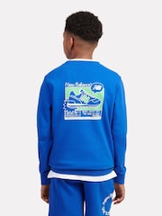 New Balance Blue Kids Sneaker Poster Back Graphic Crew Sweater - Image 3 of 10