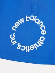 New Balance Blue Kids Circular Logo Graphic 100% Cotton Shorts - Image 10 of 10