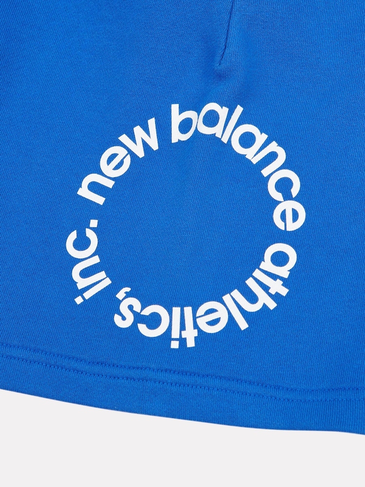 New Balance Blue Kids Circular Logo Graphic 100% Cotton Shorts - Image 10 of 10