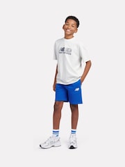 New Balance Blue Kids Circular Logo Graphic 100% Cotton Shorts - Image 3 of 10