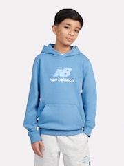 New Balance Blue Kids French Terry Stacked Logo 100% Cotton Hoodie - Image 1 of 8