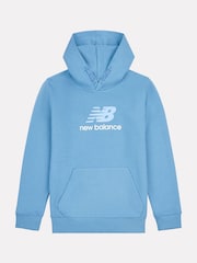 New Balance Blue Kids French Terry Stacked Logo 100% Cotton Hoodie - Image 6 of 8