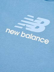 New Balance Blue Kids French Terry Stacked Logo 100% Cotton Hoodie - Image 8 of 8