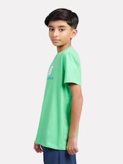 New Balance Green Dark Kids Jersey Stacked 100% Cotton Logo T-Shirt - Image 2 of 5