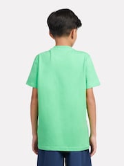 New Balance Green Dark Kids Jersey Stacked 100% Cotton Logo T-Shirt - Image 3 of 5