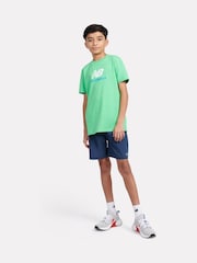 New Balance Green Dark Kids Jersey Stacked 100% Cotton Logo T-Shirt - Image 5 of 5