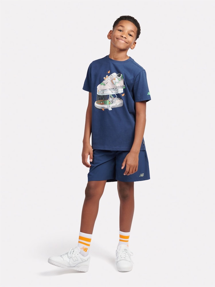New Balance Light Blue Kids Fitness Centre Illustrated Graphic 100% Cotton T-Shirt - Image 5 of 10