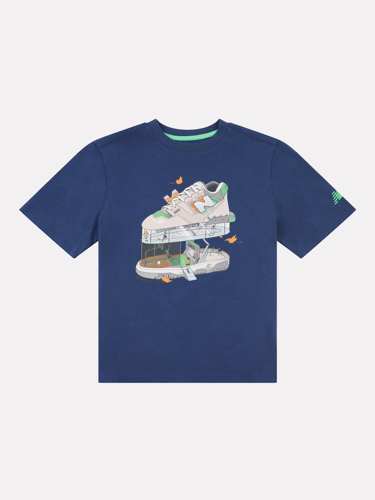 New Balance Light Blue Kids Fitness Centre Illustrated Graphic 100% Cotton T-Shirt - Image 7 of 10