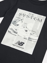 New Balance Black Kids The System Graphic 100% Cotton T-Shirt And Shorts Set - Image 10 of 11