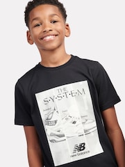 New Balance Black Kids The System Graphic 100% Cotton T-Shirt And Shorts Set - Image 4 of 11