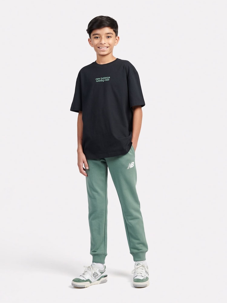 New Balance Green Boys 100% Cotton French Terry Stacked Logo Joggers - Image 5 of 5