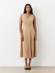 Finery Camel Adele Ponte Jersey Midi Dress - Image 1 of 4