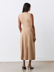 Finery Camel Adele Ponte Jersey Midi Dress - Image 2 of 4