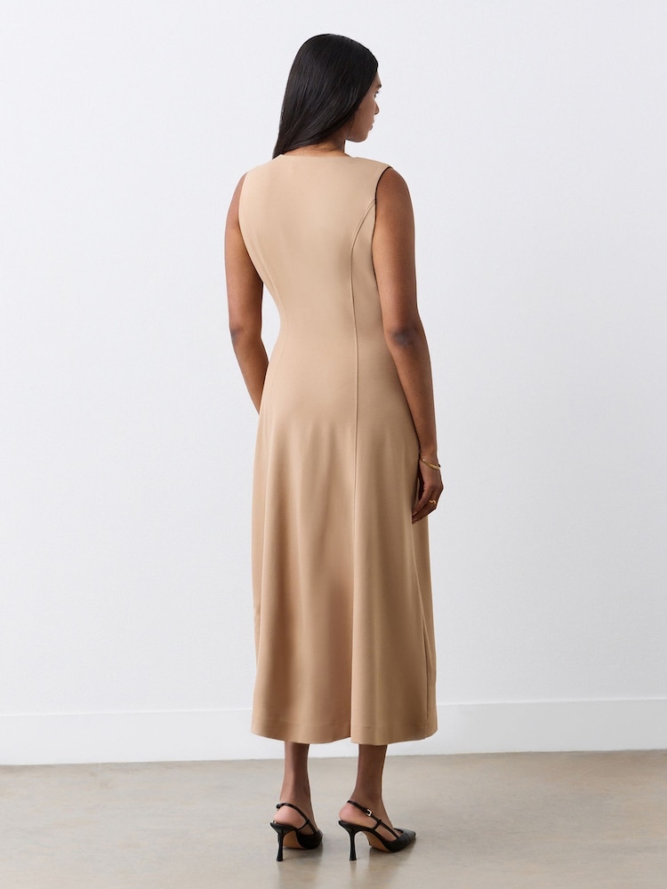 Finery Camel Adele Ponte Jersey Midi Dress - Image 2 of 4