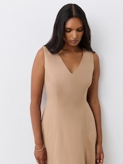 Finery Camel Adele Ponte Jersey Midi Dress - Image 4 of 4