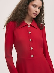 Finery Red Lucia Matte Textured Crepe Midi Dress - Image 2 of 4