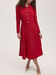 Finery Red Lucia Matte Textured Crepe Midi Dress - Image 3 of 4