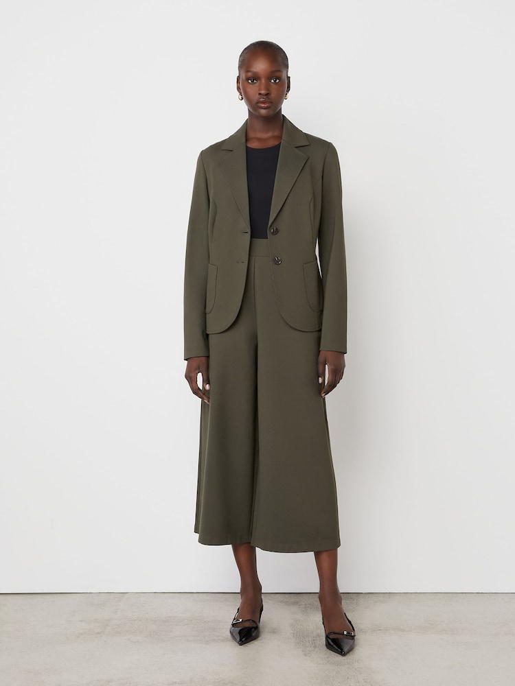 Finery Green Jules Khaki Ponte Jersey Blazer - Image 1 of 4