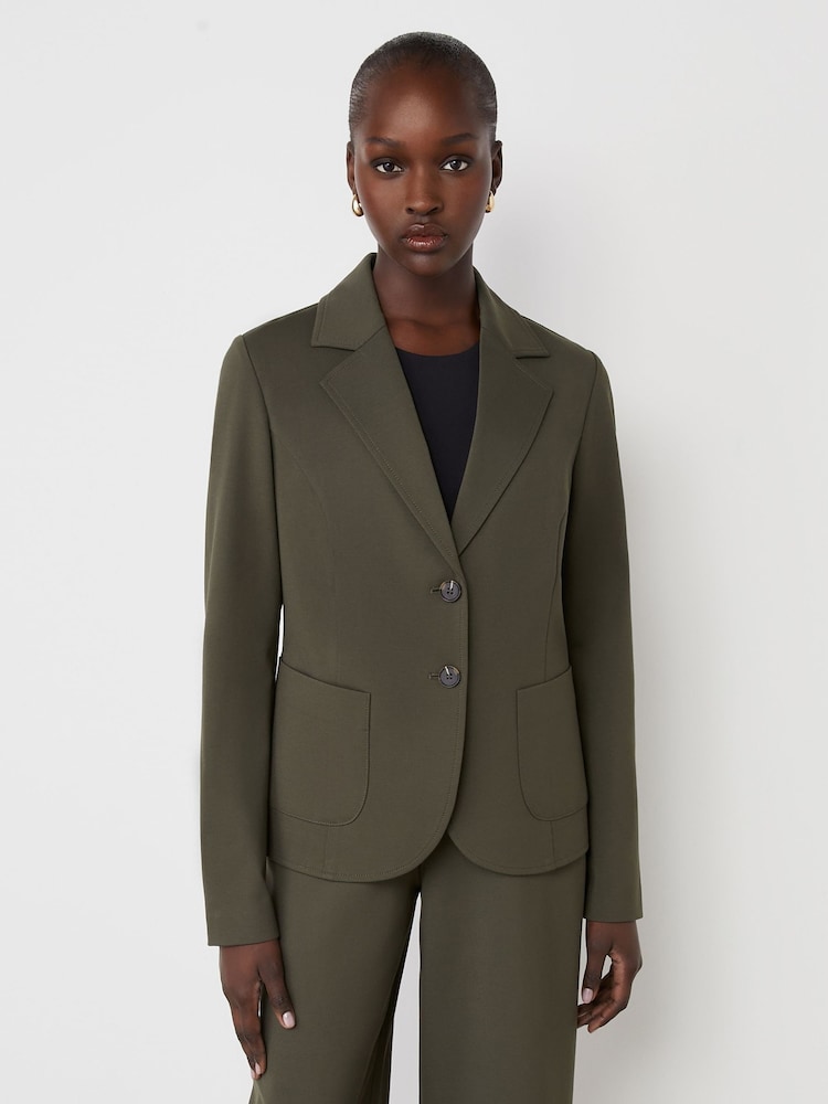 Finery Green Jules Khaki Ponte Jersey Blazer - Image 2 of 4