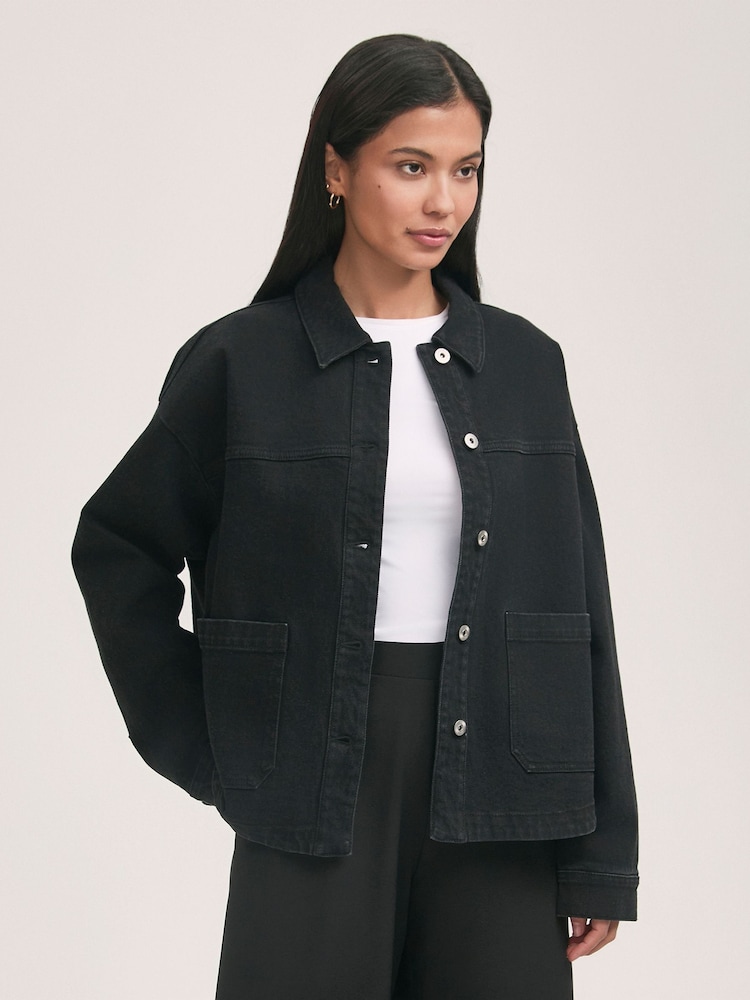 Finery Black Elidih Black Denim Jacket - Image 3 of 4