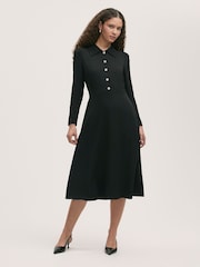 Finery Black Lucia Matte Textured Crepe Midi Dress - Image 1 of 4
