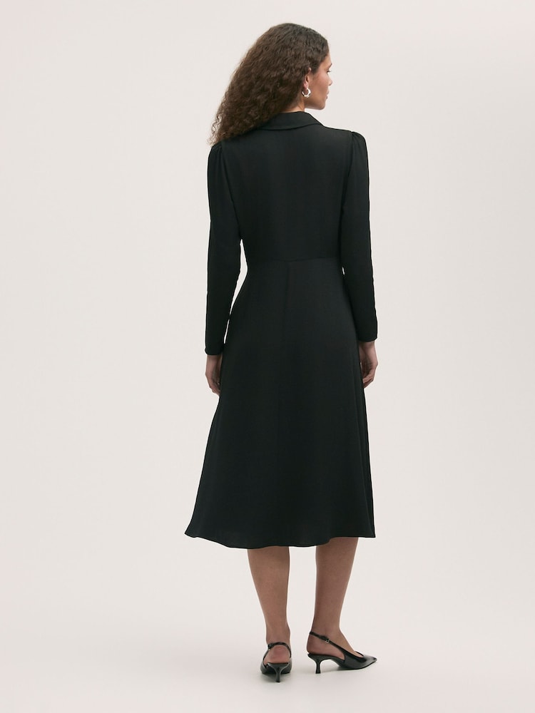 Finery Black Lucia Matte Textured Crepe Midi Dress - Image 4 of 4 Finery Black Lucia Matte Textured Crepe Midi Dress - Image 4 of 4