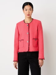 Finery Pink Polly Button Through Tweed Jacket - Image 1 of 4