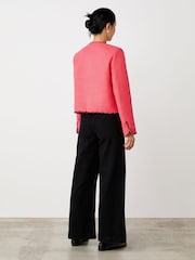 Finery Pink Polly Button Through Tweed Jacket - Image 3 of 4