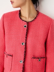 Finery Pink Polly Button Through Tweed Jacket - Image 4 of 4