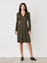 Finery Khaki Bethany Ponte Jersey Knee Length Dress - Image 1 of 4