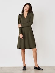 Finery Khaki Bethany Ponte Jersey Knee Length Dress - Image 2 of 4