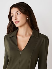 Finery Khaki Bethany Ponte Jersey Knee Length Dress - Image 3 of 4