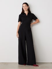Finery Marley Black Ponte Jersey Jumpsuit - Imagen 1 de 4