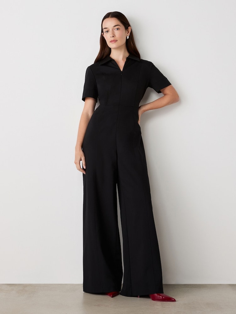 Finery Marley Black Ponte Jersey Jumpsuit - Imagen 1 de 4