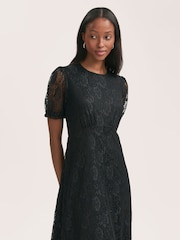 Finery Mela Black Chiffon Midi Tea Dress - Image 4 of 4